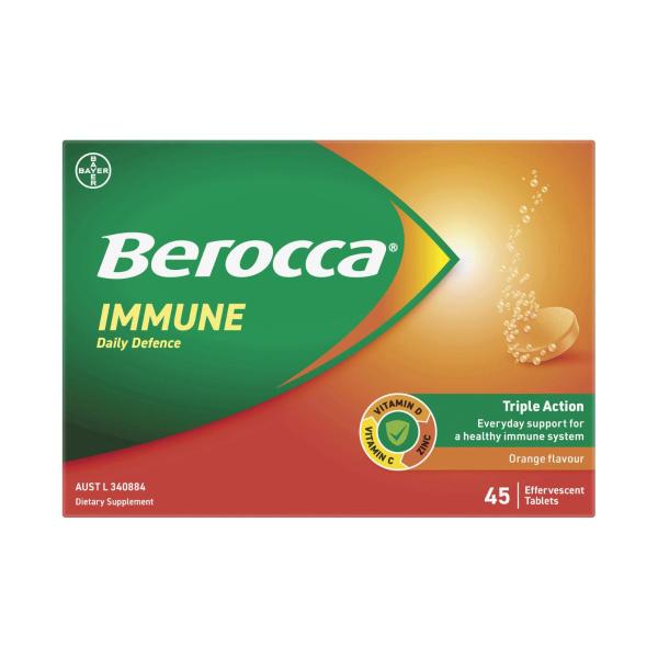 BEROCCA IMMUNE EFFERVESCENT ORANGE 45PK