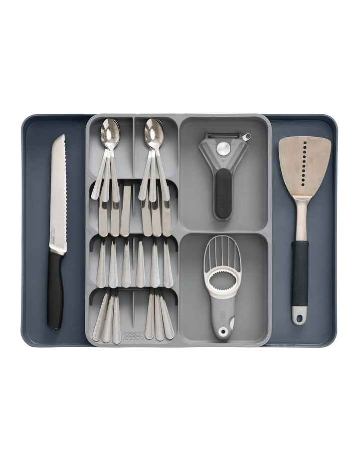 DrawerStore Expanding Cutlery, Utensil And Gadgets Organiser in Grey