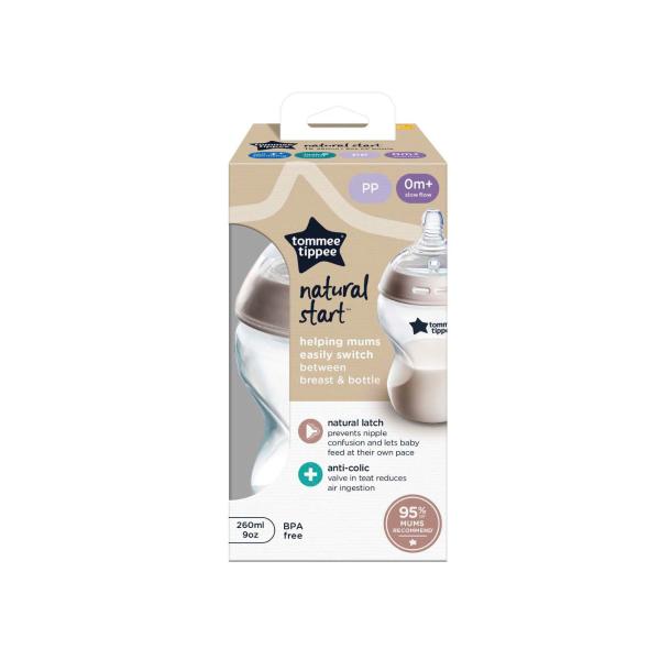 TOMMEE TIPPEE BABY BOTTLES NATURAL START ANTI-COLIC BOTTLE 260ML 0M+ PACK OF 1