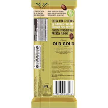Cadbury Old Gold Peppermint Dark Chocolate Block 180g