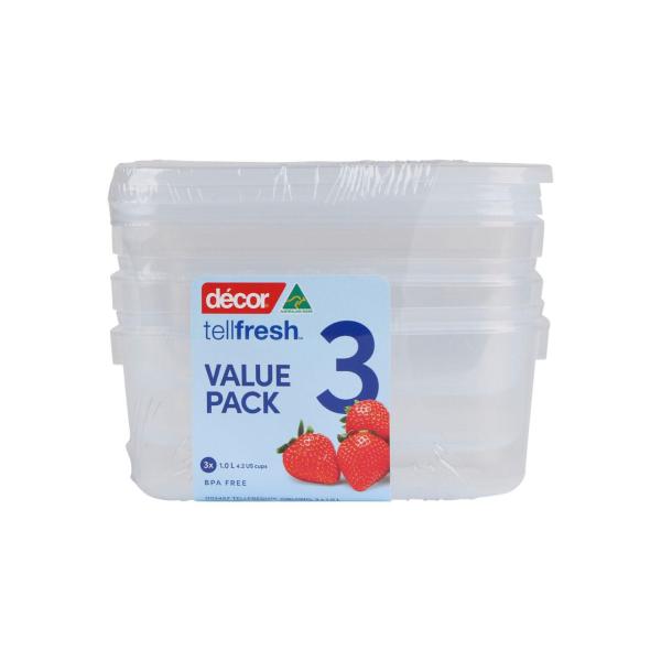 DECOR TELLFRESH CONTAINER 1LITRE 3PACK