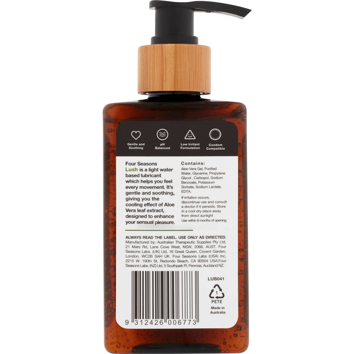 Four Seasons Aloe Vera Lubricant Water Based 200ml