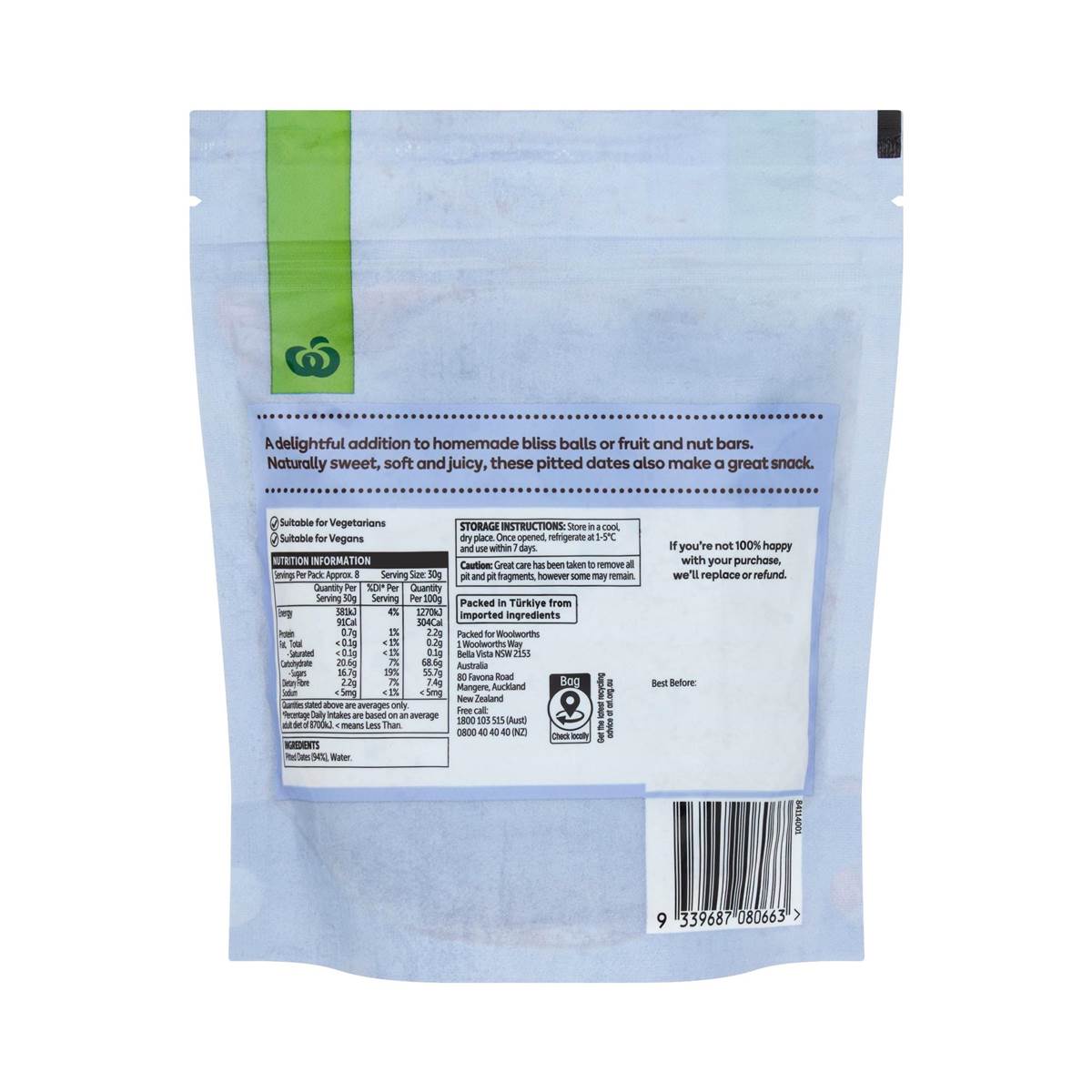 Woolworths Soft & Juicy Pitted Dates 250g