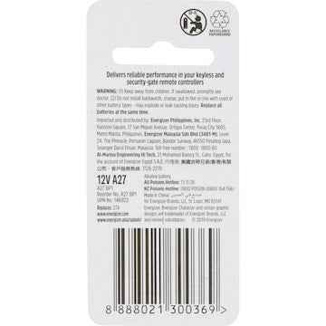 Energizer A27 Alkaline Specialty Battery each