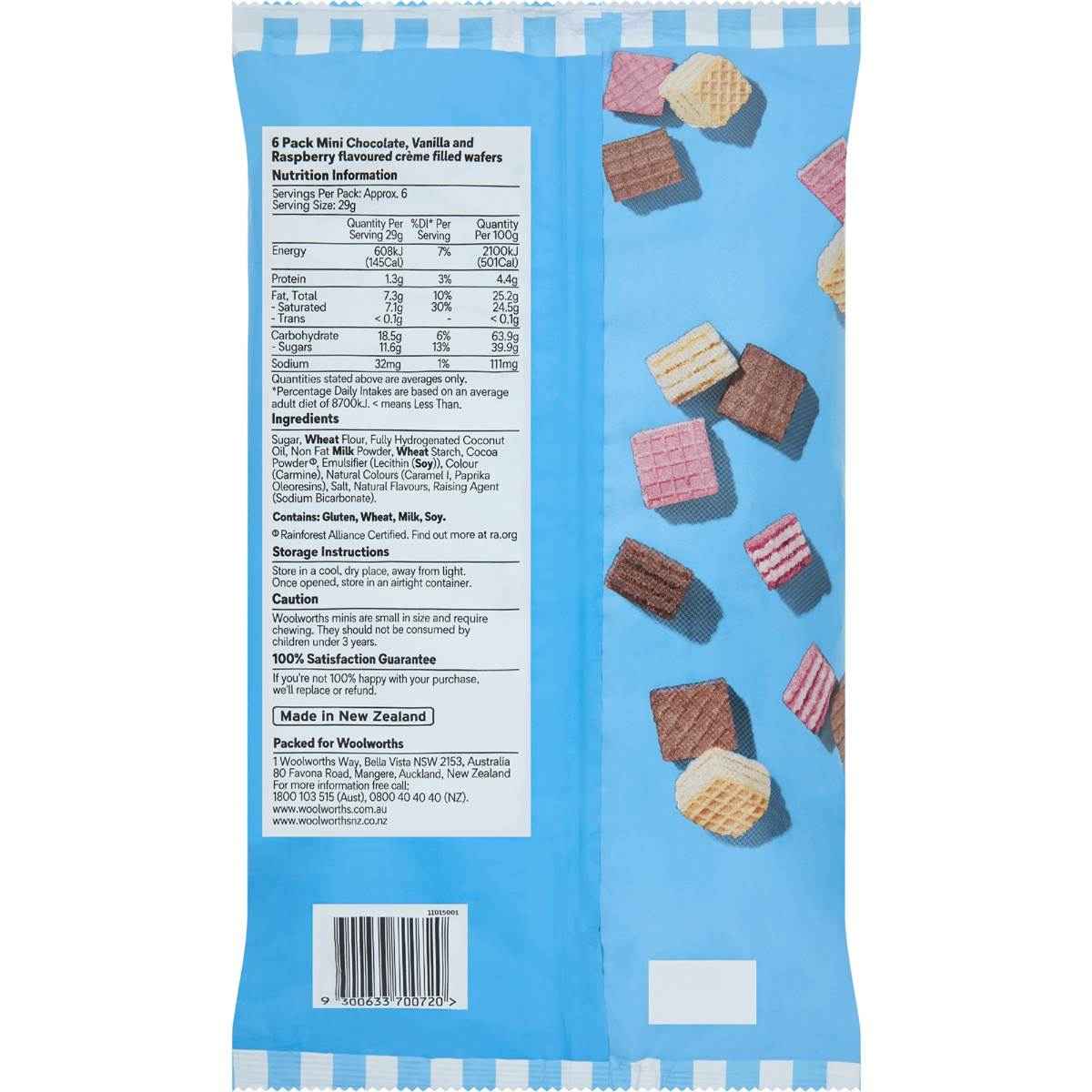 Woolworths Creme Wafer Mini Biscuits 6 pack