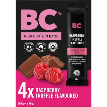 BC Snacks Raspberry Truffle High Protein Bars 40g x 4 pack