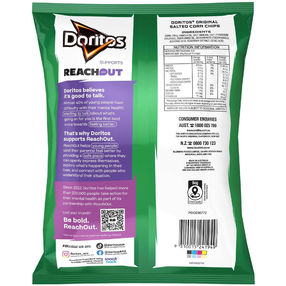 Doritos Corn Chips Original Share Pack 170g