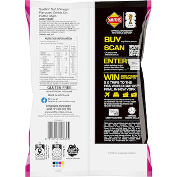 Smith's Crinkle Cut Potato Chips Salt & Vinegar 170g