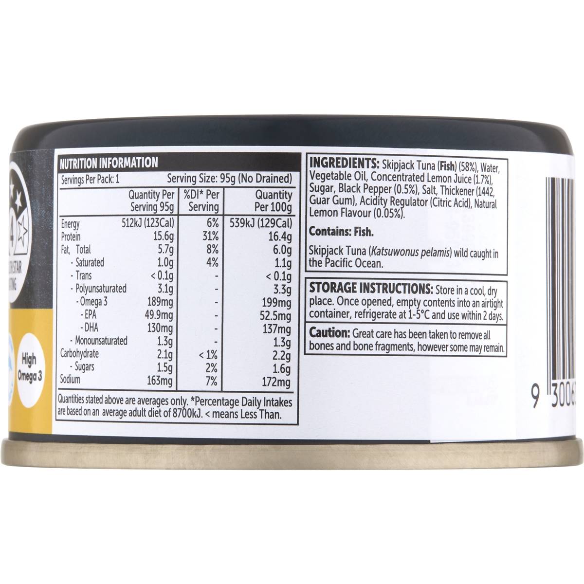 Woolworths Lemon And Pepper Tuna 95g