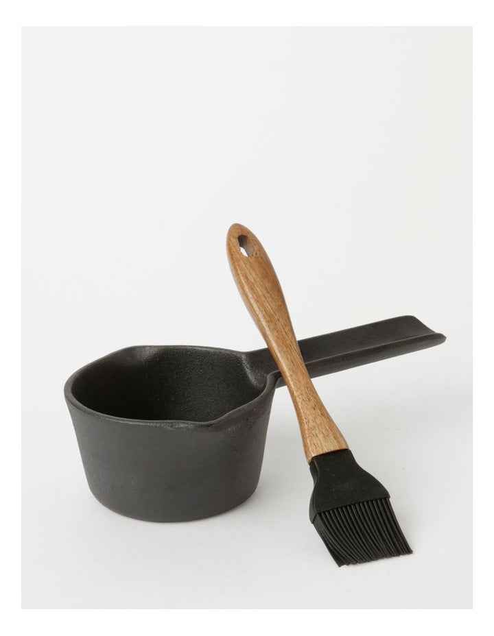BBQ Basting Pot and Brush in Black