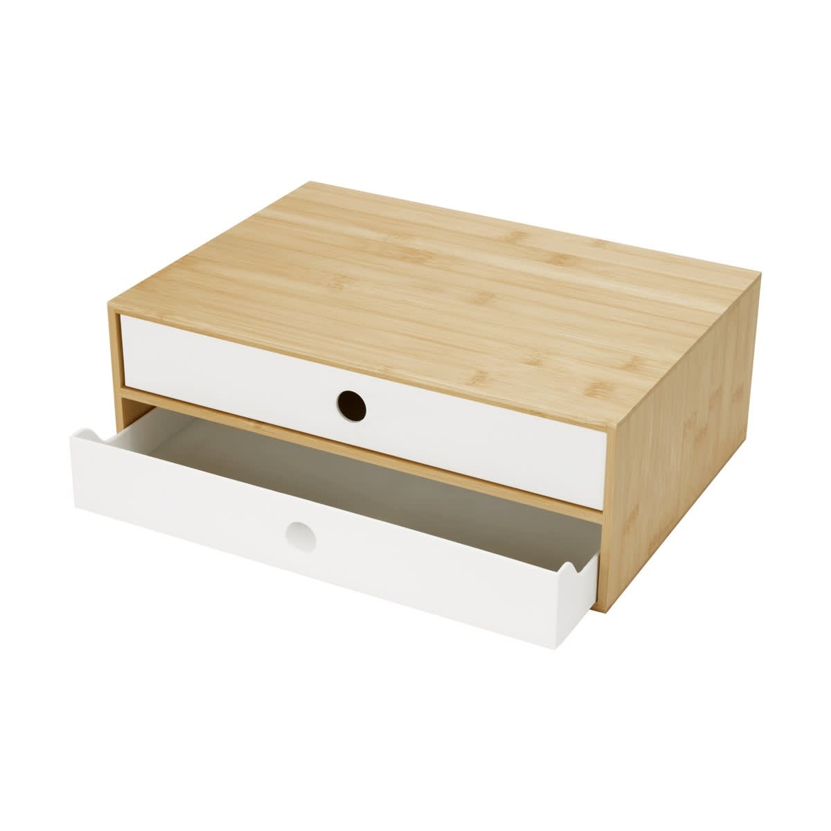Bamboo and Plastic Desk Top Drawers