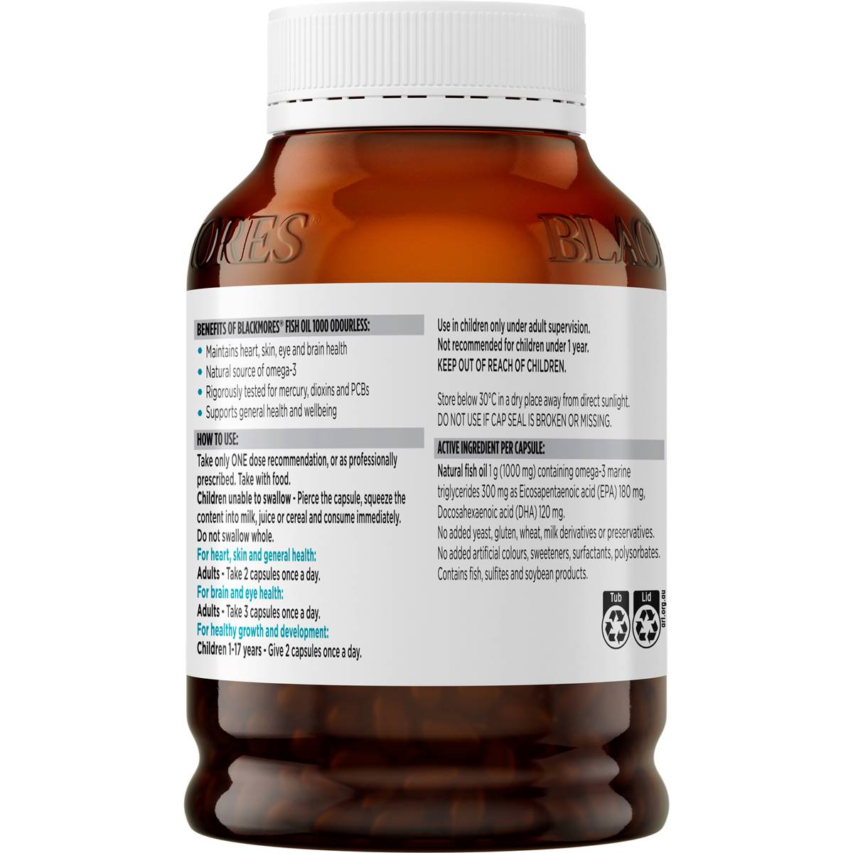 Blackmores Odourless Fish Oil 1000mg Omega-3 Capsules 400 Pack