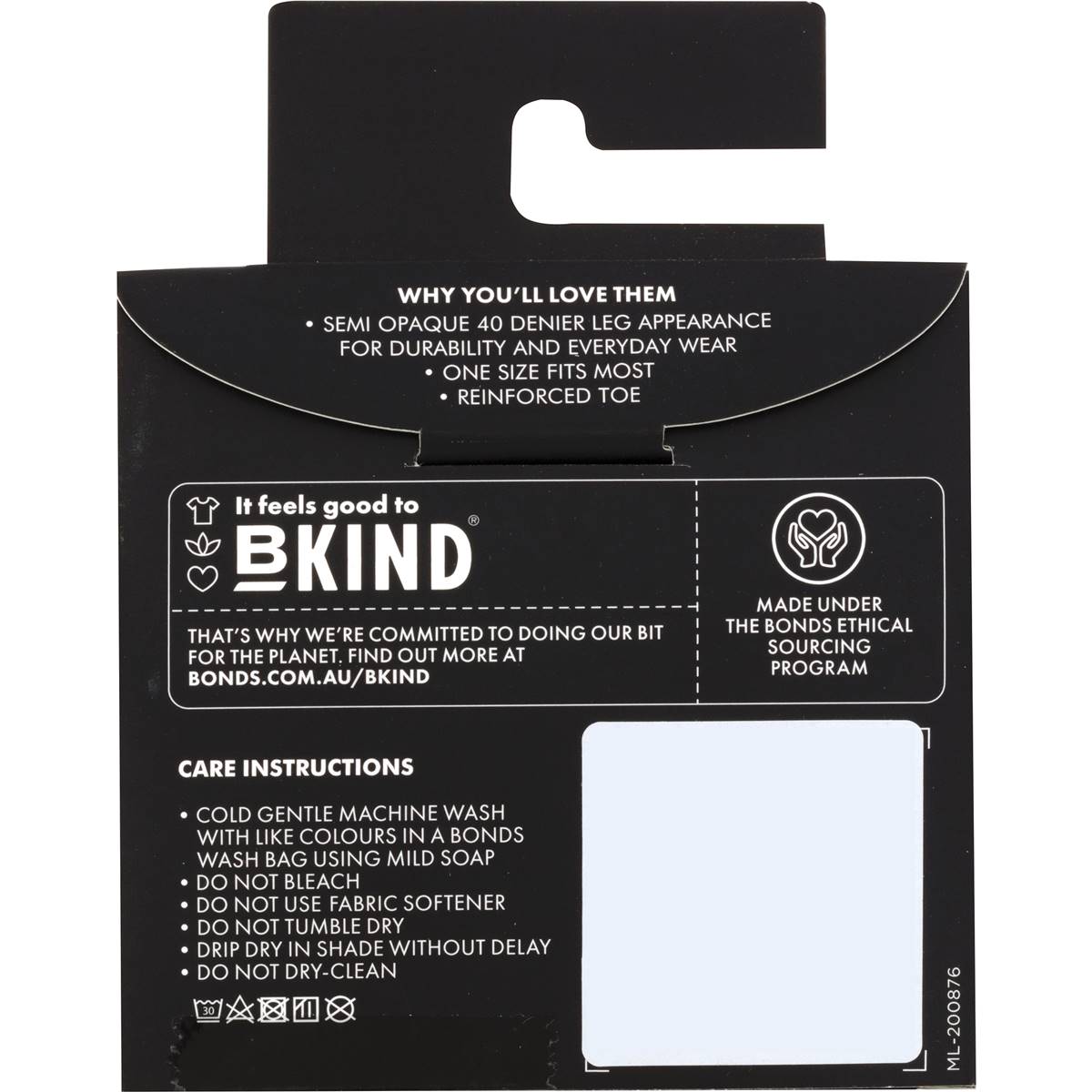 Bonds Comfy Tops Semi Opaque Knee High Black 1 Size Each