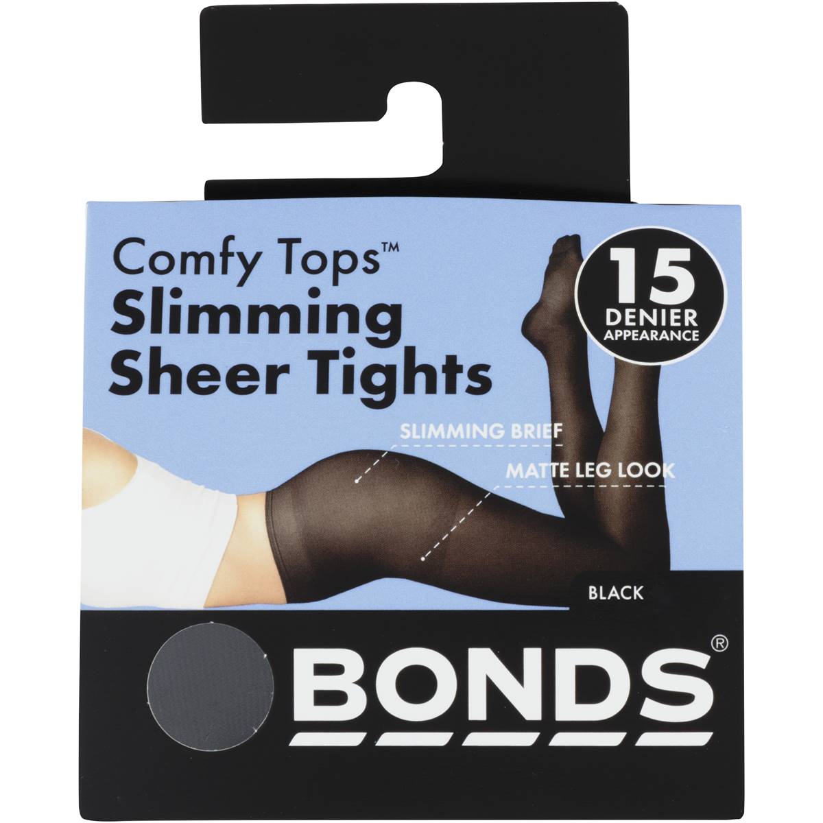 Bonds Comfy Tops Slimming Sheer Tights Black Lge Each