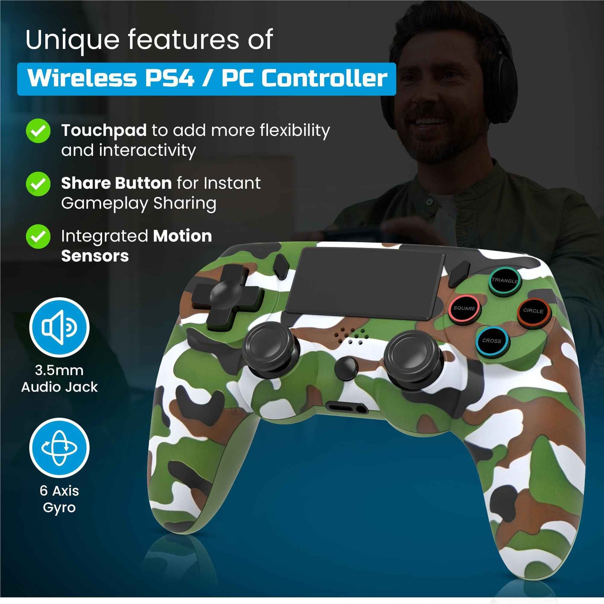 Playmax Wireless Controller for PS4 / PC (Camo)