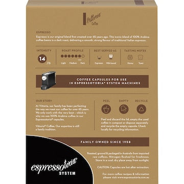Vittoria Espressotoria Espresso Coffee Capsules 12 pack