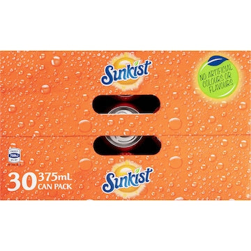 Sunkist Orange Soft Drink Cans 375mL x 30 pack
