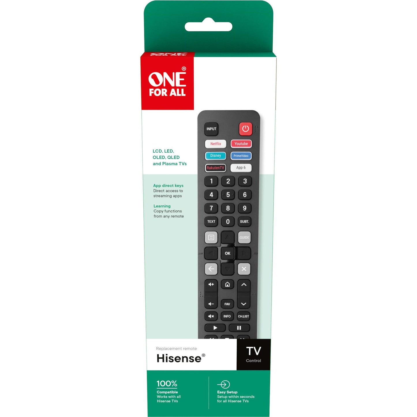 One For All Hisense TV Replacement Remote