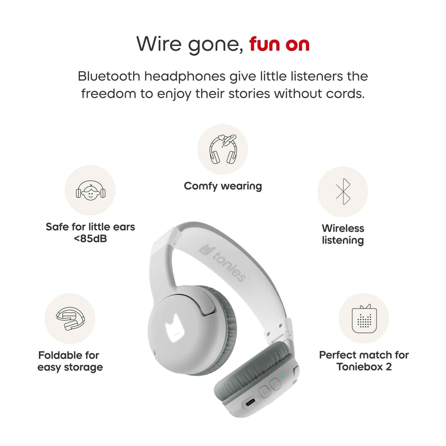 Tonies - Bluetooth Headphones - Moon Grey