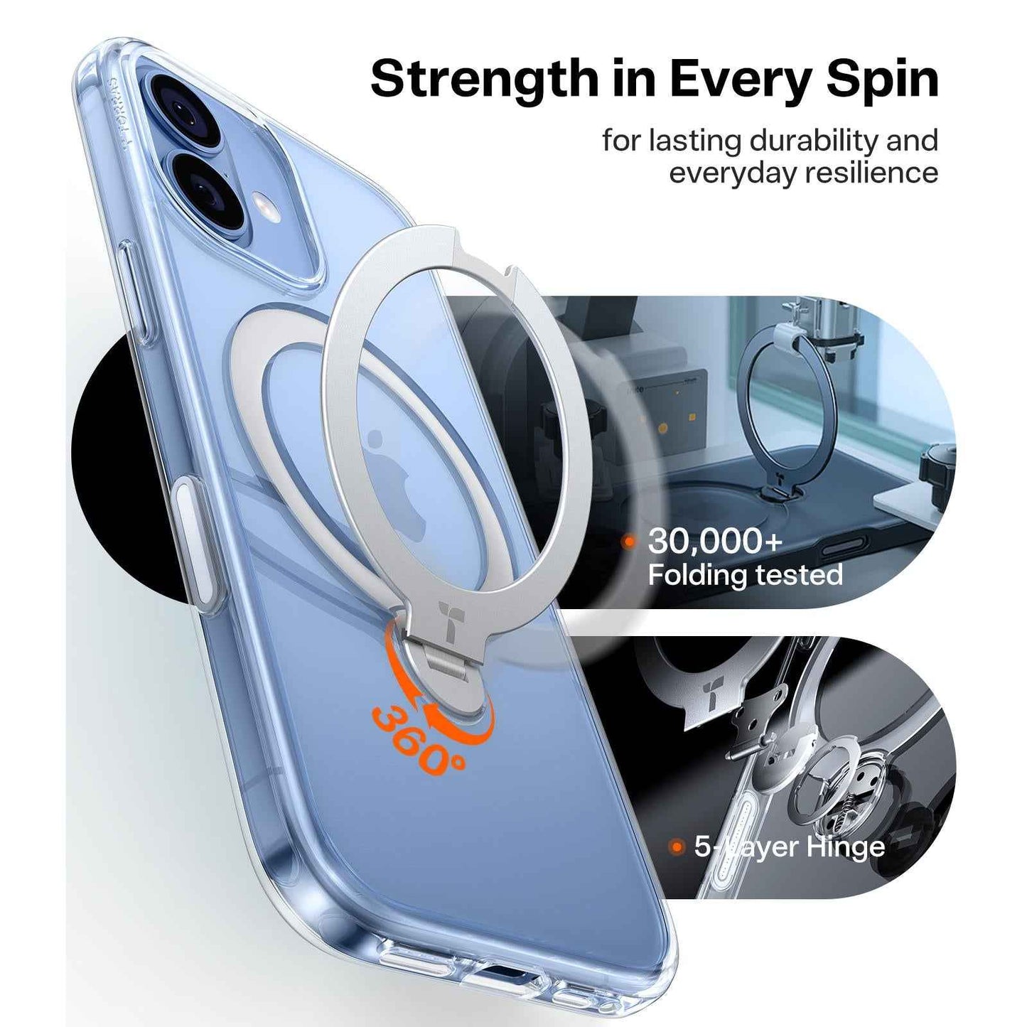 Torras Ostand Spin Case for iPhone 17 (Clear)