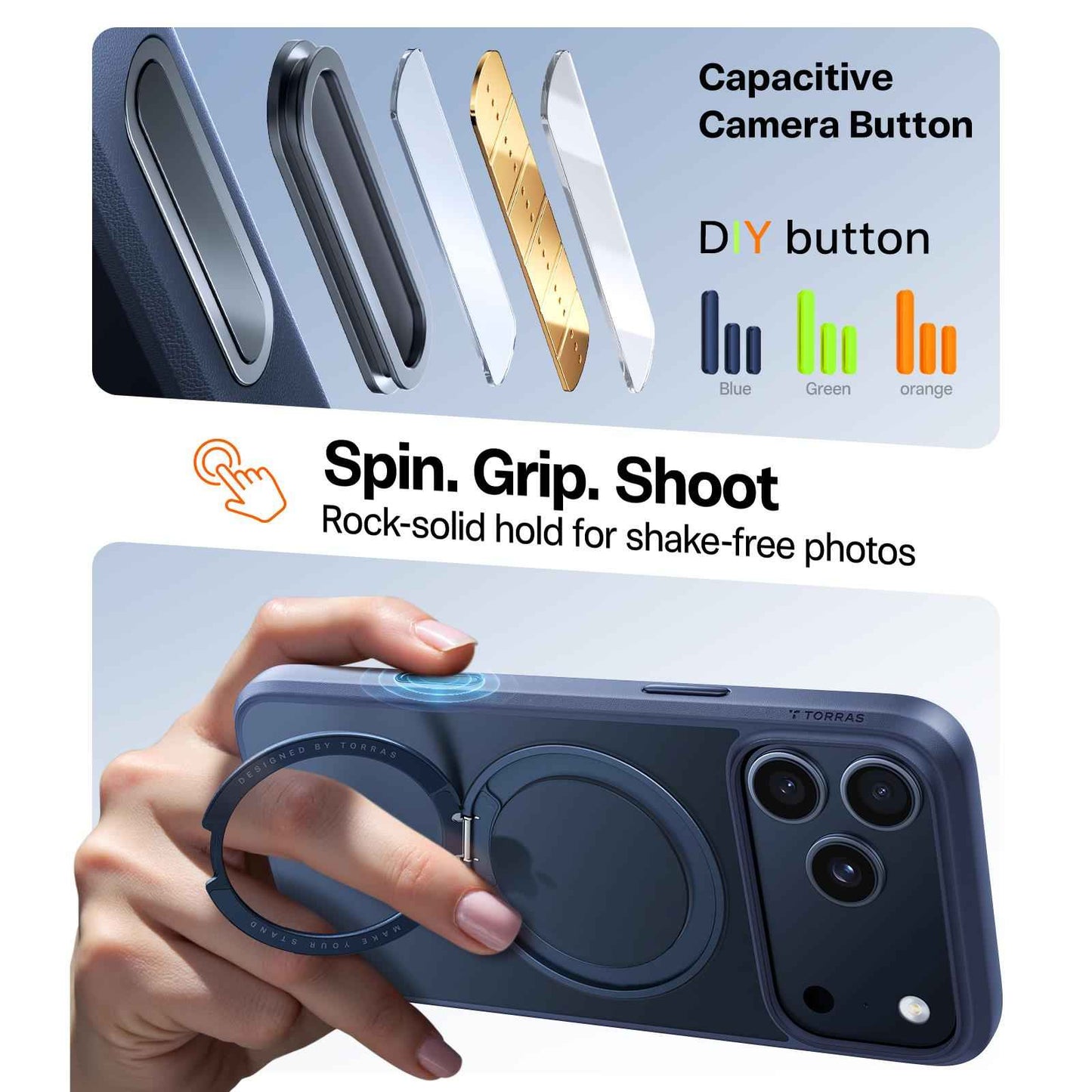 Torras Ostand Pro Case for iPhone 17 Pro (Blue)