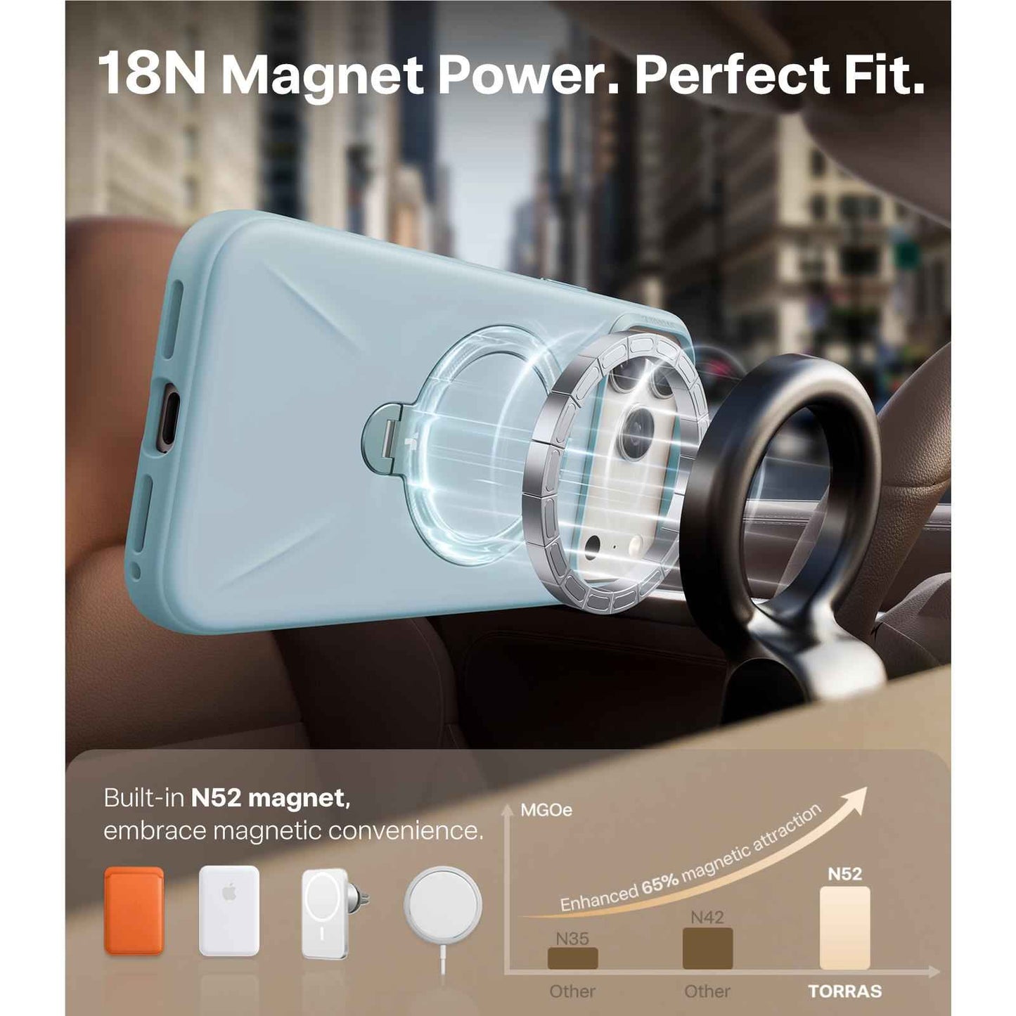 Torras Ostand Spin Silicone Case for iPhone 17 Pro (Baby Blue)