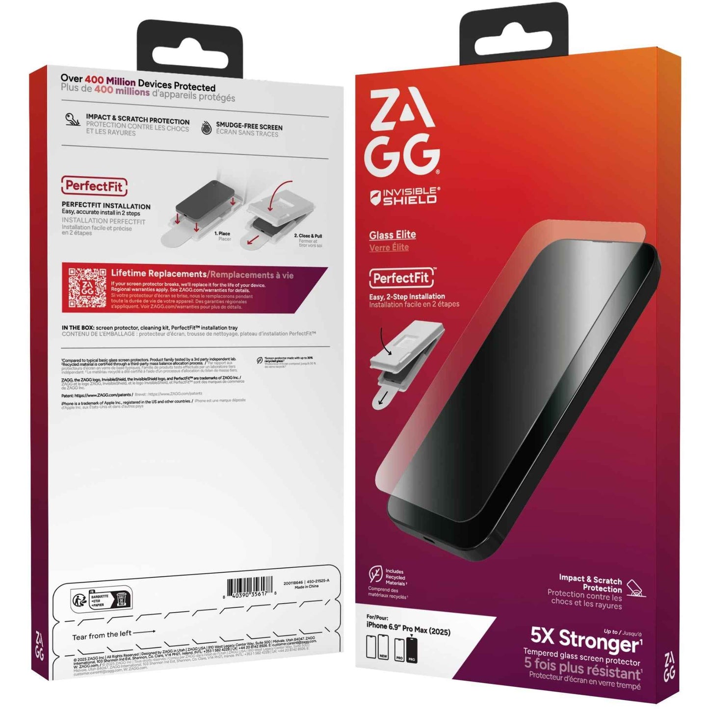 ZAGG InvisibleShield Glass Elite Screen Protector for iPhone 17 Pro Max