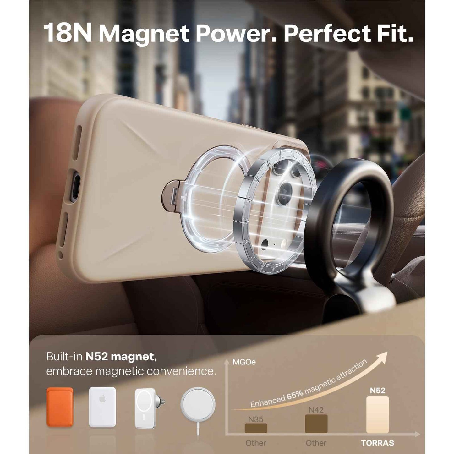 Torras Ostand Spin Silicone Case for iPhone 17 Pro Max (Desert Gold)