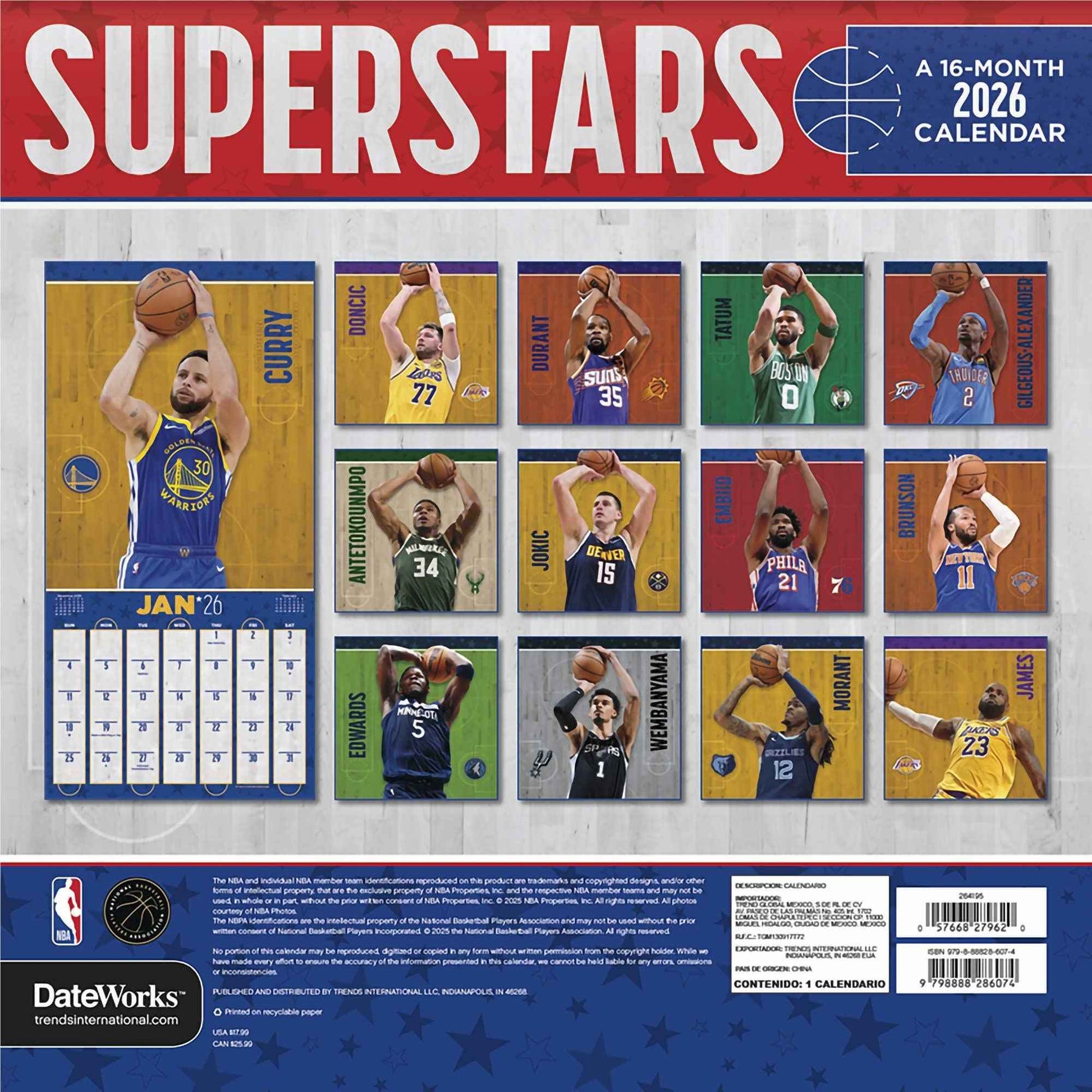 NBA Superstars - 2026 Calendar
