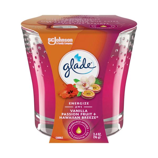 GLADE CANDLE 2 IN 1 VANILLA PASSIONFRUIT AND HAWAIIAN BREEZE 96G