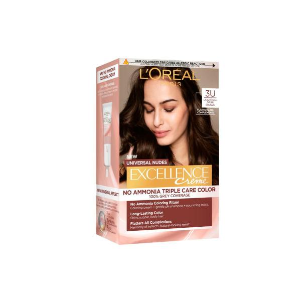 L'OREAL EXCELLENCE CREME NUDE 3U UNIVERSAL DARK BROWN 1 PACK
