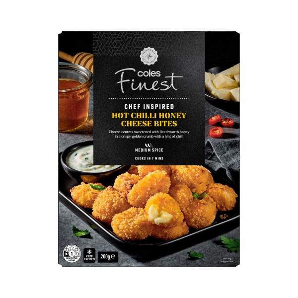 COLES FINEST HOT CHILLI HONEY CHEESE BITES 200G