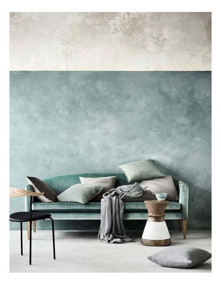 Vintage Linen Fringe Cushion in Sage