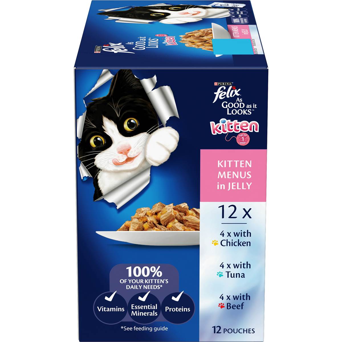 Felix As Good As It Looks Kitten Menus Jelly Wet Cat Food 85g x12 Pack