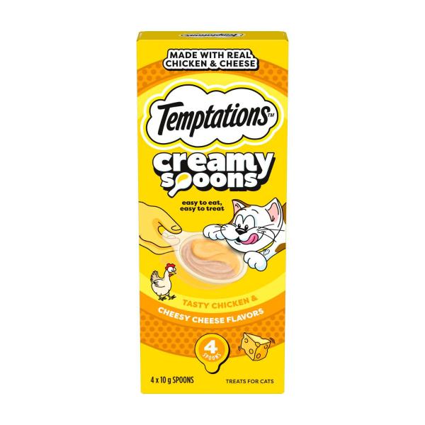 TEMPTATIONS CAT TREATS CREAMY SPOONS 4X10GRAM:CHICKEN & CHEESE 40 GRAM