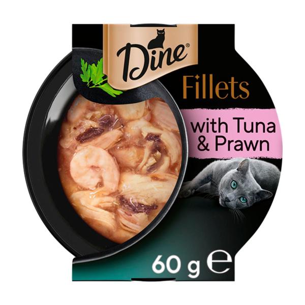 DINE FILLETS CAT FOOD WITH TUNA & PRAWN 60 GRAM