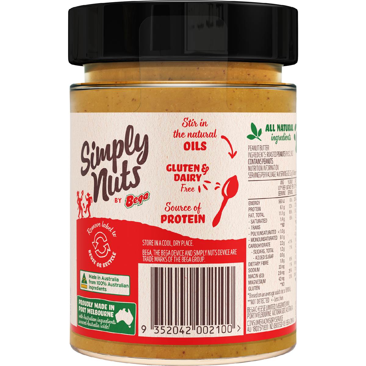 Bega Simply Nuts Crunchy Natural Peanut Butter 325g