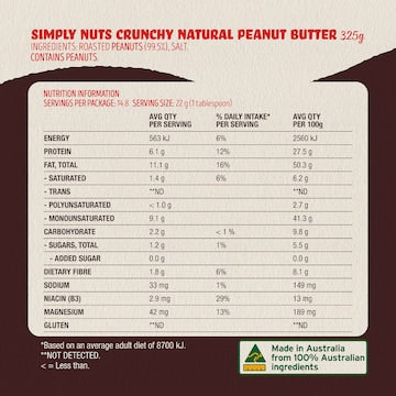 Bega Simply Nuts Crunchy Natural Peanut Butter 325g
