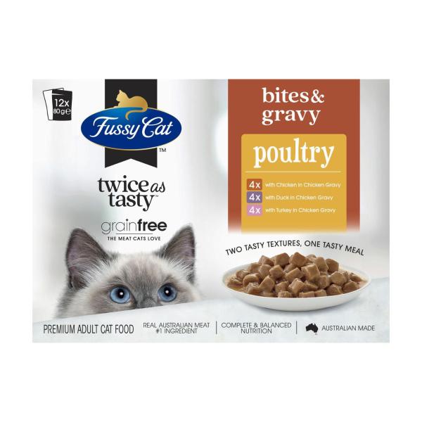 Grain Free Twice As Tasty Bites & Gravy Poultry Wet Cat Food 12X80g