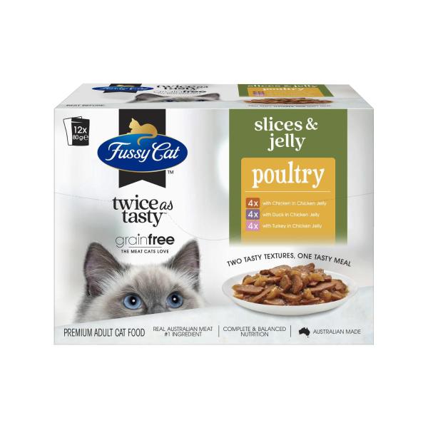 Grain Free Twice As Tasty Slices & Jelly Poultry Wet Cat Food 12x80g