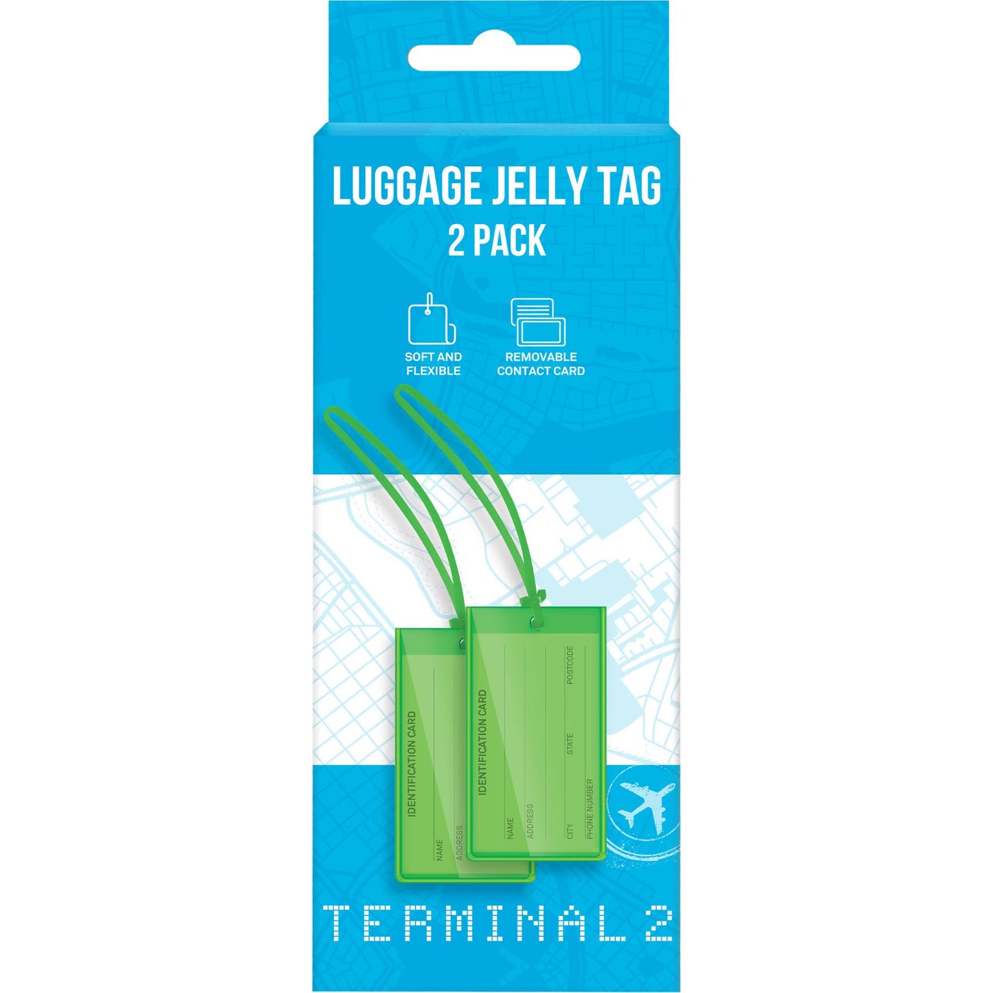 Terminal 2 Luggage Jelly Tags 2 Piece (Green)