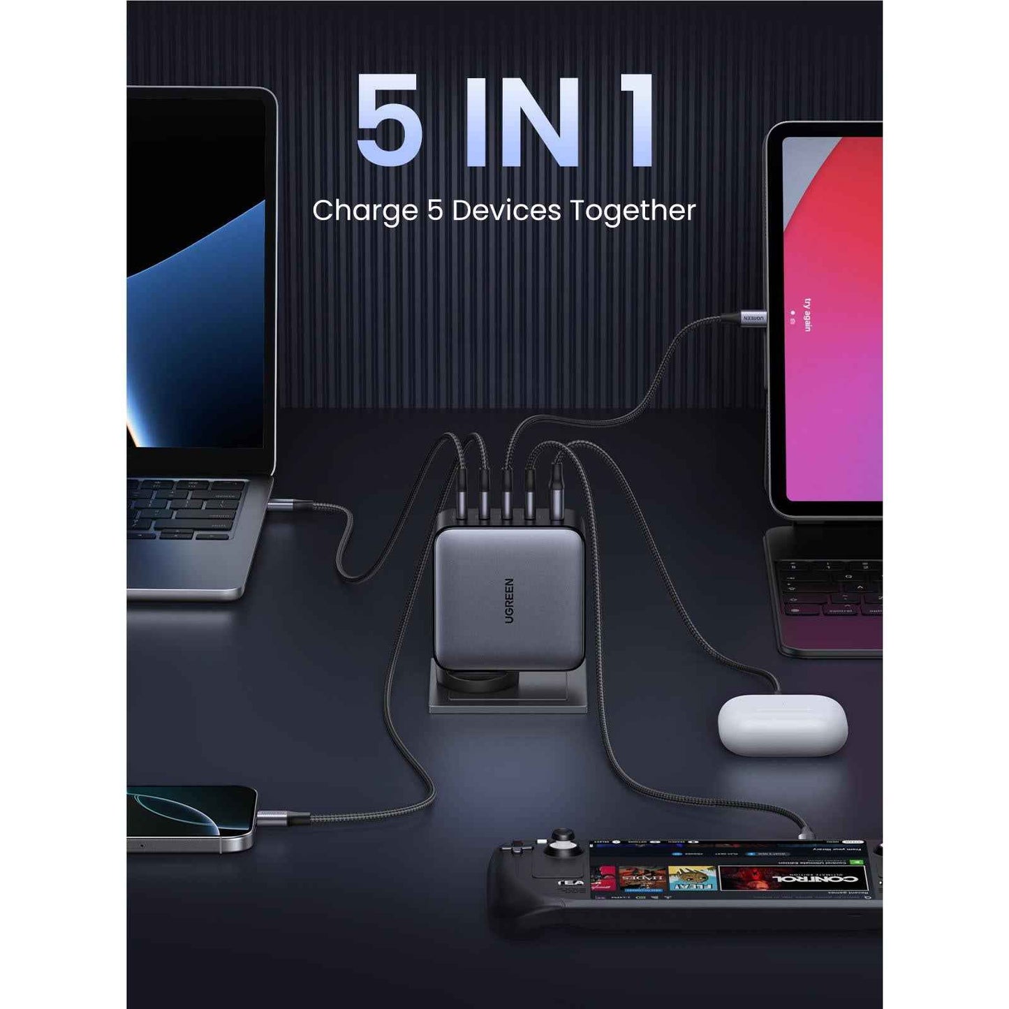 UGREEN Nexode 100W 5-Port GaN Fast Charger (Grey)