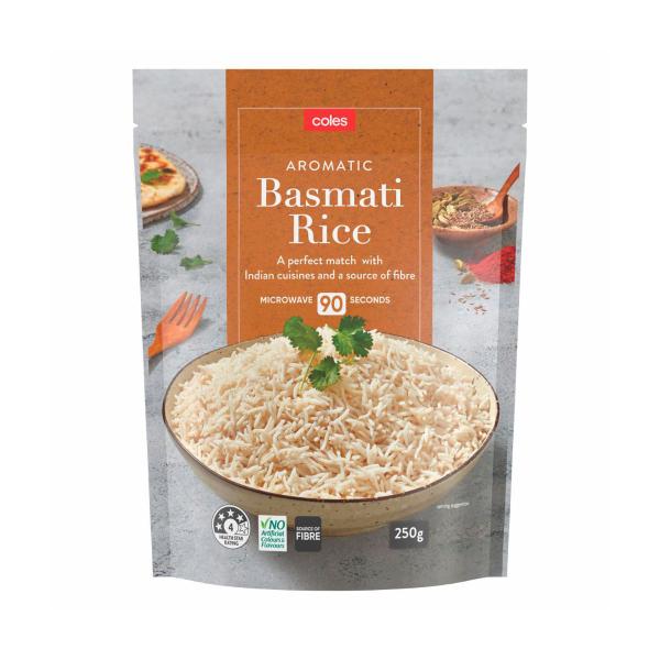 COLES MICROWAVE RICE:BASMATI:.:250 GRAM