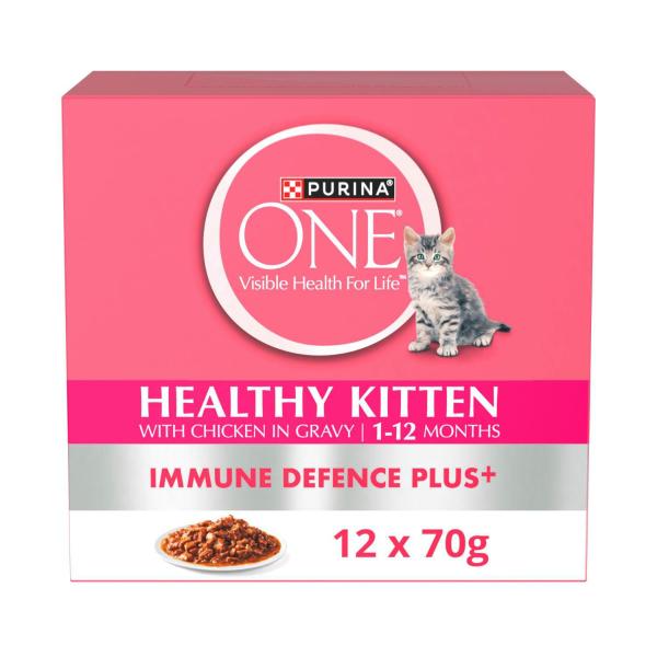 PURINA ONE HEALTHY KITTEN WITH CHICKEN IN GRAVY CAT FOOD 12X70GRAM