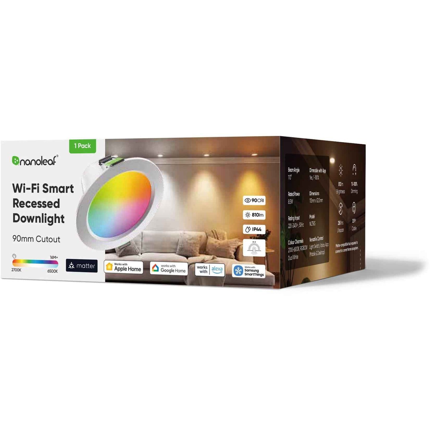 Nanoleaf Essentials Colour Smart LED Downlight (WiFi)