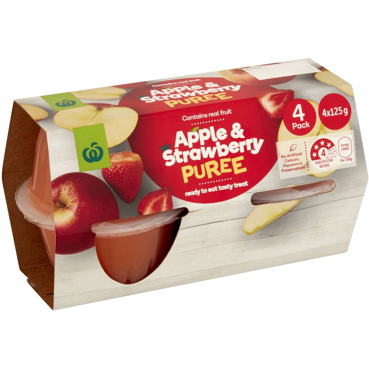Woolworths Apple & Strawberry Puree 4 pack