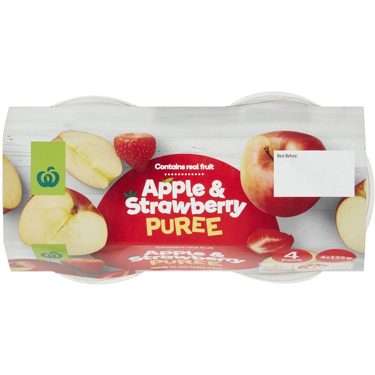 Woolworths Apple & Strawberry Puree 4 pack