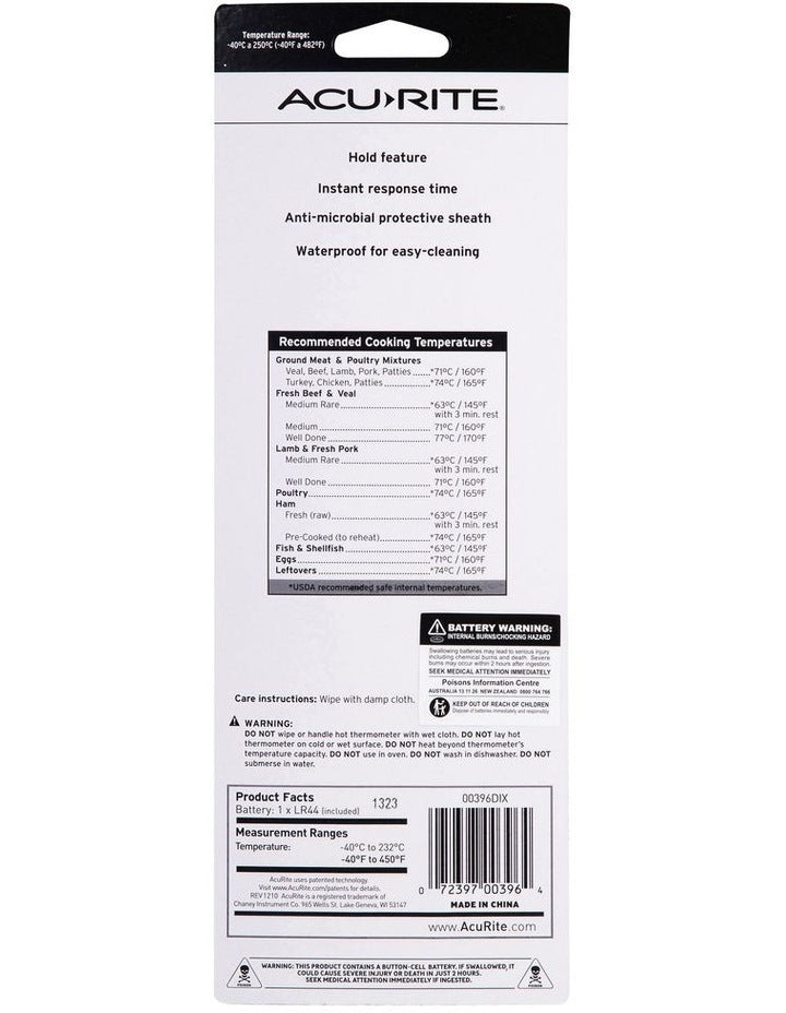 Digital Waterproof Thermometer in Black