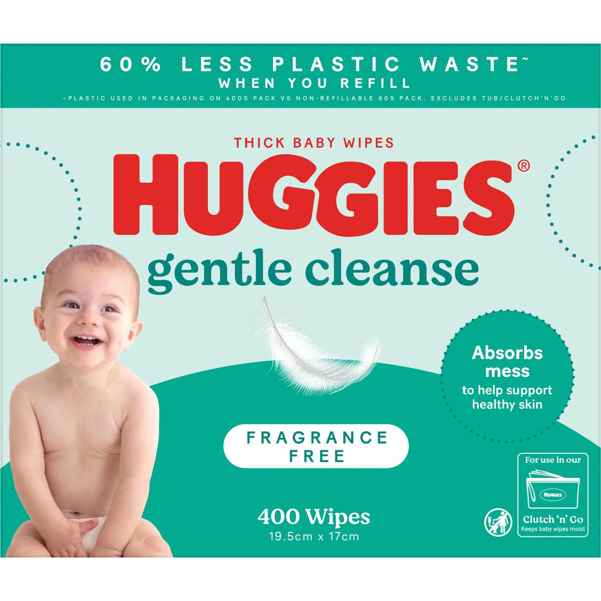 Huggies Thick Baby Wipes Fragrance Free 400 Pack