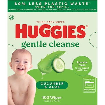 Huggies Thick Baby Wipes Cucumber & Aloe 400 pack